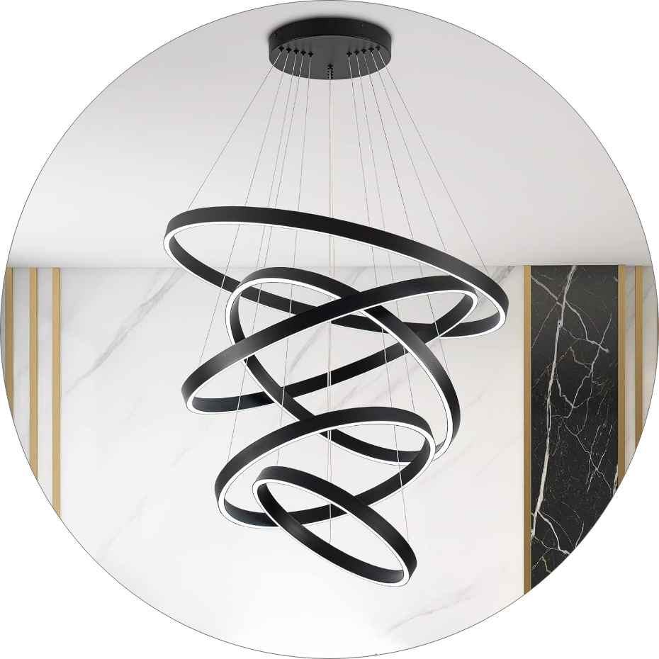 لوستر سقفی بلند طرح حلقه ای لبه بلند 00732 - خرید بهترین کیفیت و قیمت در فروشگاه گروه روشنایی دلوری || انواع لوستر مدرن