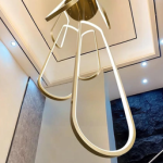 لوستر سقفی بلند طرح بیضی 6 شاخه کد 00851 - خرید بهترین کیفیت و قیمت در فروشگاه گروه روشنایی دلوری || انواع لوستر سقفی و دیواری مدرن