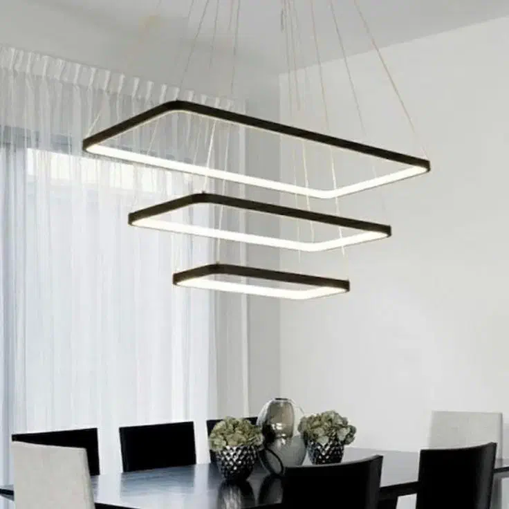 لوستر سقفی مستطیلی سه طبقه ای کد 00880 - خرید بهترین کیفیت و قیمت در فروشگاه گروه روشنایی دلوری || انواع لوستر سقفی و دیواری مدرن