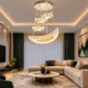 لوستر مدرن دکوراتیو کریستال طرح ماه و ستاره کد00324